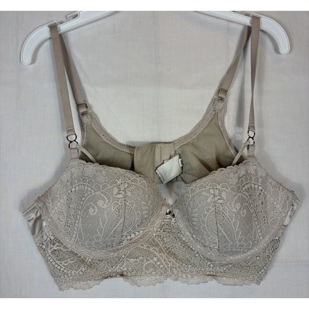 Aerie Balconette Bra Floral Lace Tan Size 36A